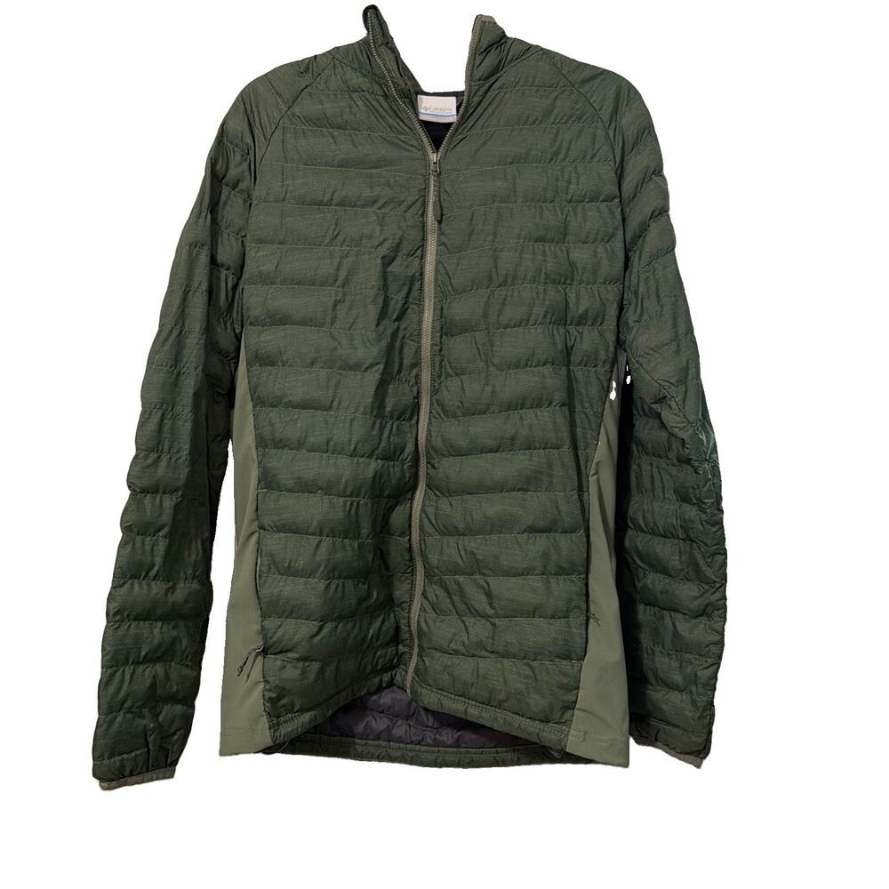 Columbia Women's Olive Green Hooded Insulated Quilted Hybrid Puffer Jacket Small